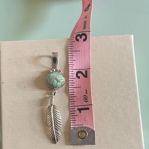 Turquoise and sterling Silver Feather Necklace w/ free earrings
